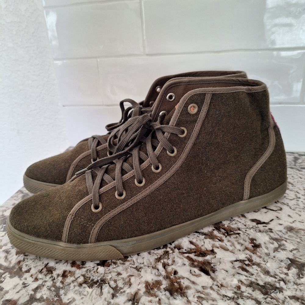 Ben Sherman Khaki Wool High-Top Sneakers Size 12 View 6